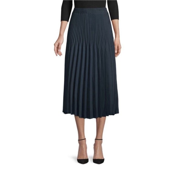 Women’s Max Studio Navy Blue Midi Polyester Pleated Skirt Medium Lined Holidays - Picture 1 of 7